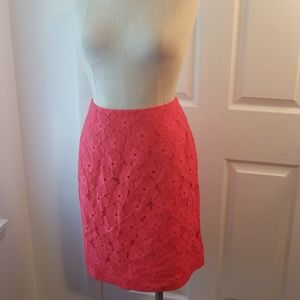 Sz 10 coral ANN TAYLOR floral skirt